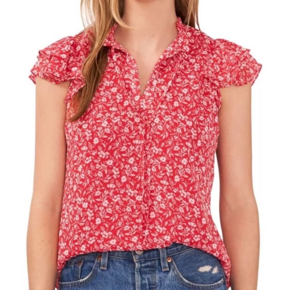 Sam & Jess pink Blouse Ruffle Flutter
Cap Sleeves MP